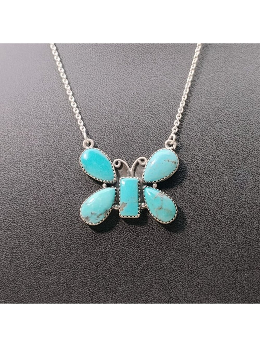 Chaco Canyon Sterling Silver Campitos Turquoise Butterfly Necklace Handmade